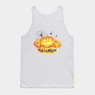 Halloween, watercolor pumpkins, spider web Tank Top